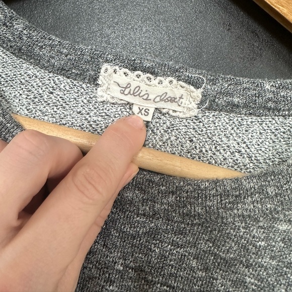 Anthropologie Crop XS Sweater High Low Boho Lace Sweatshirt - Picture 3 of 6